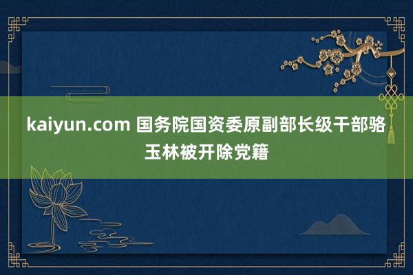 kaiyun.com 国务院国资委原副部长级干部骆玉林被开除党籍