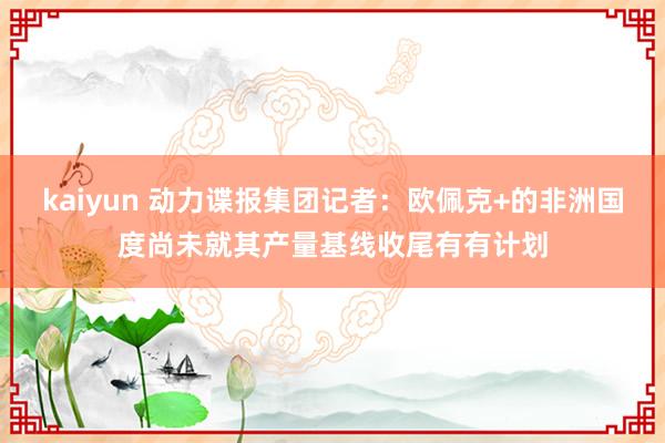 kaiyun 动力谍报集团记者：欧佩克+的非洲国度尚未就其产量基线收尾有有计划