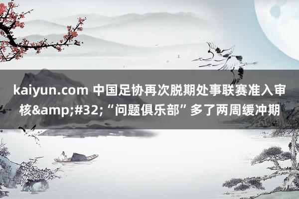 kaiyun.com 中国足协再次脱期处事联赛准入审核&#32;“问题俱乐部”多了两周缓冲期