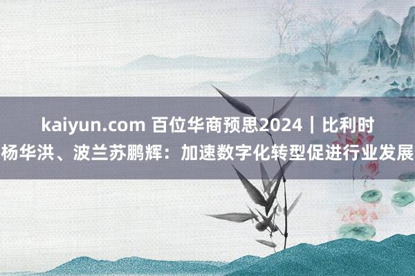 kaiyun.com 百位华商预思2024｜比利时杨华洪、波兰苏鹏辉：加速数字化转型促进行业发展