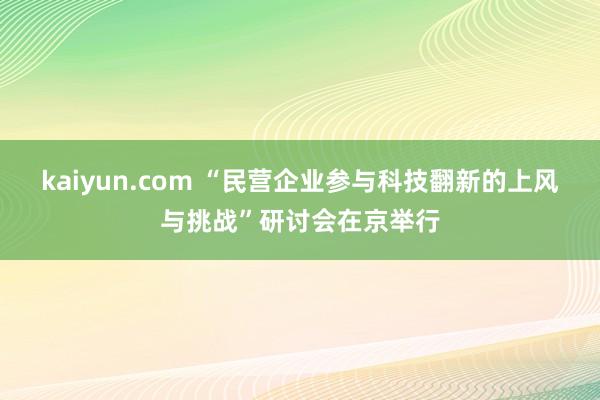 kaiyun.com “民营企业参与科技翻新的上风与挑战”研讨会在京举行