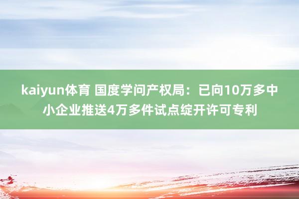 kaiyun体育 国度学问产权局：已向10万多中小企业推送4万多件试点绽开许可专利