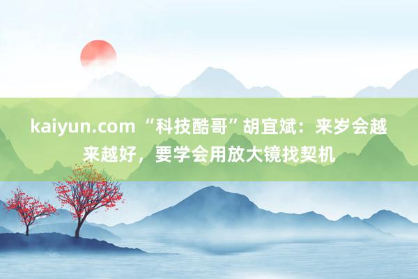 kaiyun.com “科技酷哥”胡宜斌：来岁会越来越好，要学会用放大镜找契机