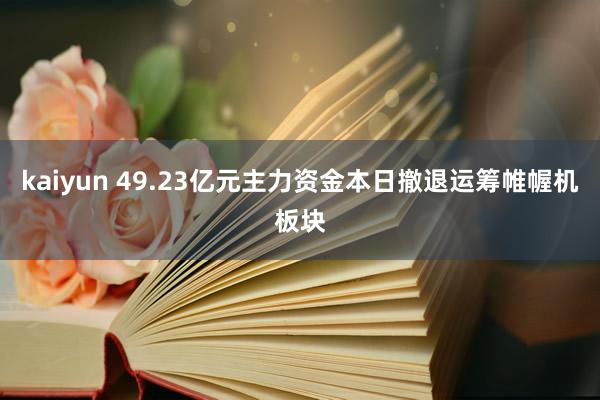 kaiyun 49.23亿元主力资金本日撤退运筹帷幄机板块