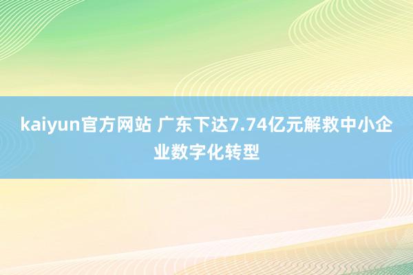 kaiyun官方网站 广东下达7.74亿元解救中小企业数字化转型