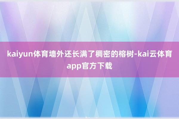 kaiyun体育墙外还长满了稠密的榕树-kai云体育app官方下载