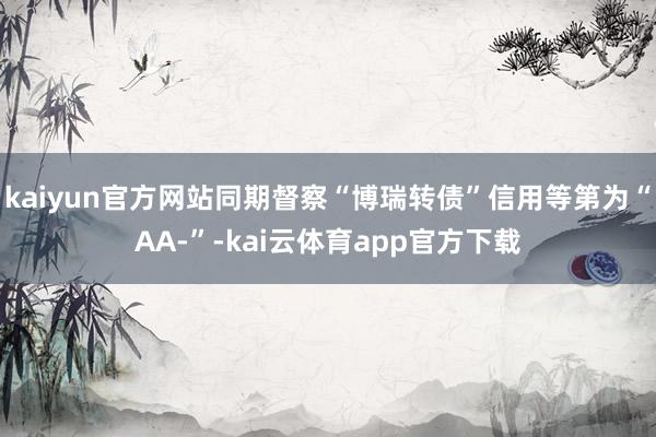 kaiyun官方网站同期督察“博瑞转债”信用等第为“AA-”-kai云体育app官方下载