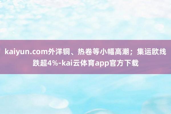 kaiyun.com外洋铜、热卷等小幅高潮；集运欧线跌超4%-kai云体育app官方下载